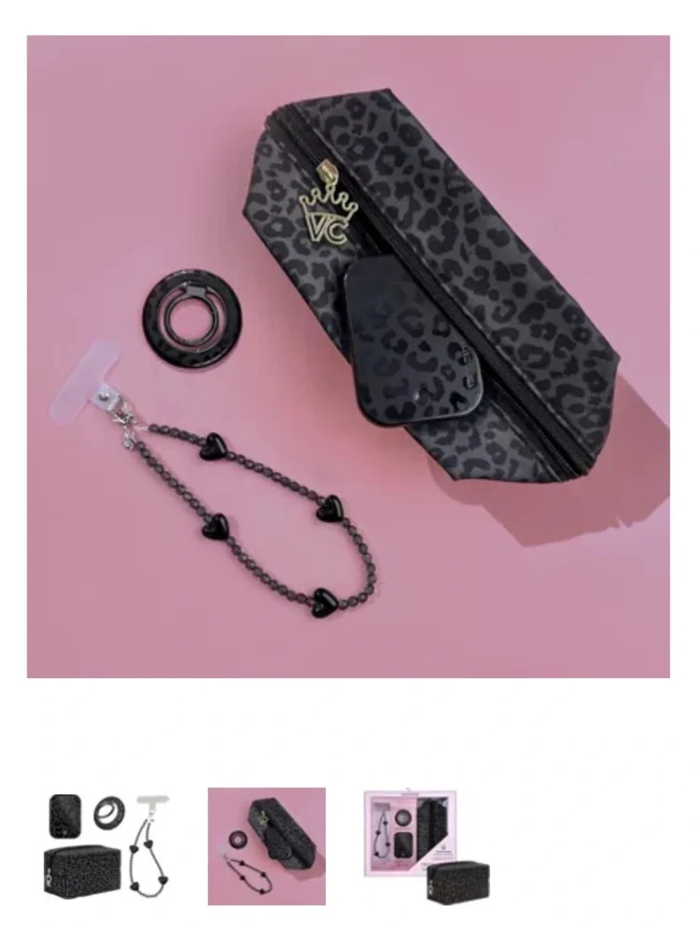 Velvet Caviar Black Leopard Phone Accessories Travel Set MagSafe